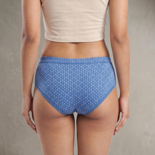 Cotton-Rich Mid-Waist Printed Brief Panty For Women