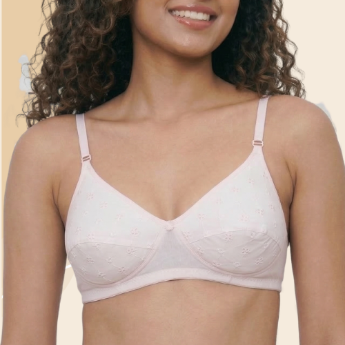Cotton-Rich Full Coverage Solid Lightly Padded Bra For Women