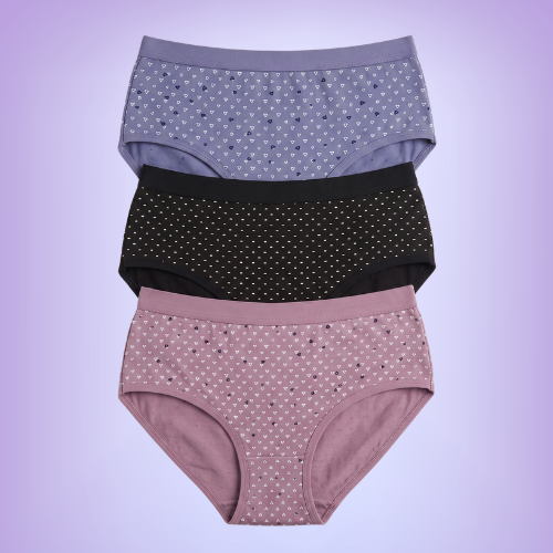 Cotton-Rich Mid-Waist Printed Brief Panty For Women (Pack of 3)