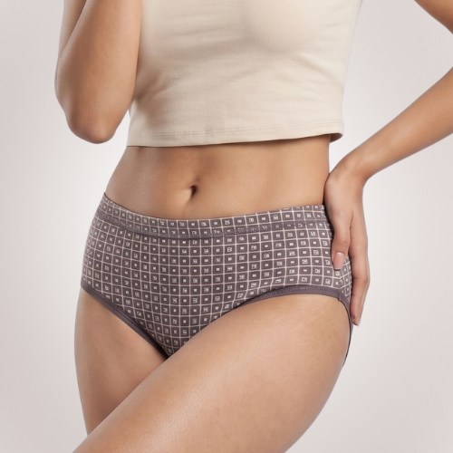 Cotton-Rich Mid-Waist Printed Brief Panty For Women