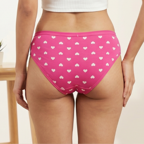 Cotton-Rich Low-Rise Printed Brief Panty For Women