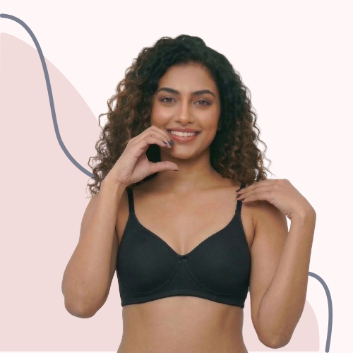 Cotton-Rich Full Coverage Solid Lightly Padded Bra For Women