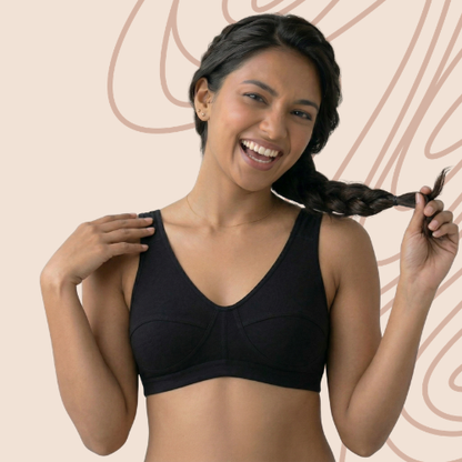 Cotton-Rich Full Coverage Double-Layered Solid Sports Bra For Women