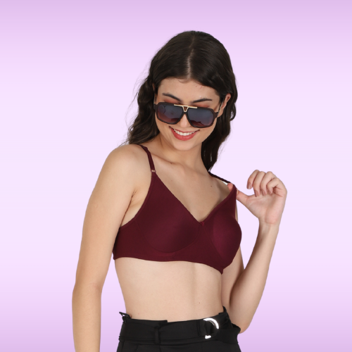 Cotton-Rich Full Coverage Lightly Padded Bra T-Shirt For Women