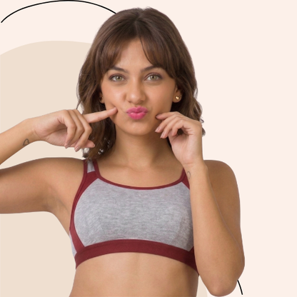 Cotton-Rich Full Coverage Solid Sports Bra For Women