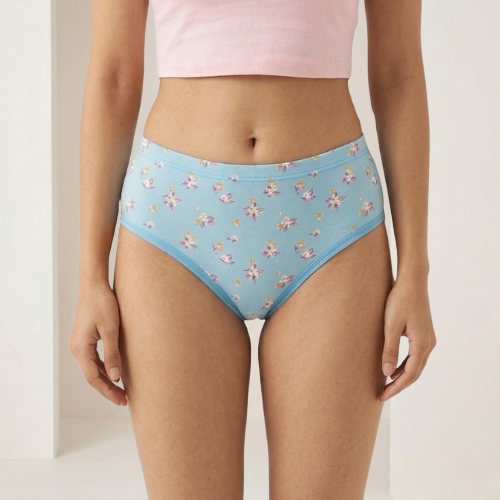 Lycra Mid-Waist Printed Brief Panty For Women