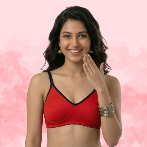 Cotton-Rich Full Coverage Solid T-Shirt Bra For Women