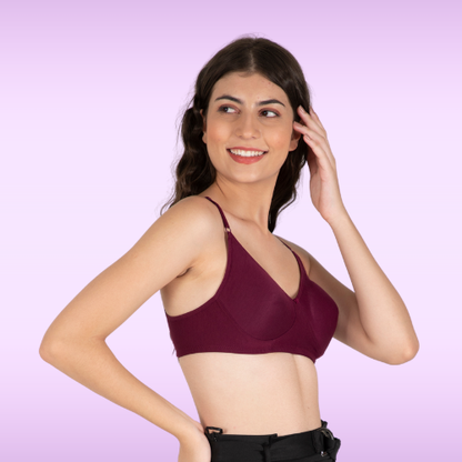 Cotton-Rich Full Coverage Lightly Padded Bra T-Shirt For Women