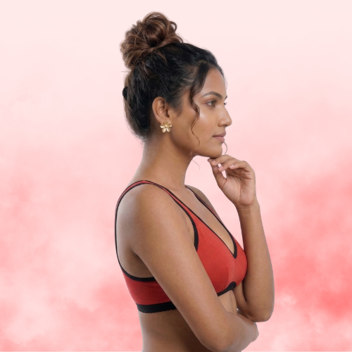 Cotton-Rich Full Coverage Solid Sports Bra For Women