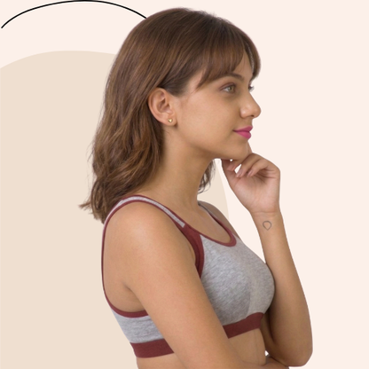 Cotton-Rich Full Coverage Solid Sports Bra For Women
