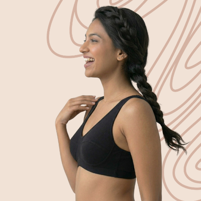 Cotton-Rich Full Coverage Double-Layered Solid Sports Bra For Women