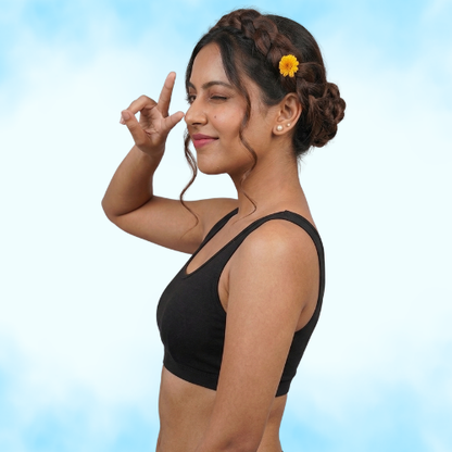 Cotton-Rich Full Coverage Solid Sports Bra For Women