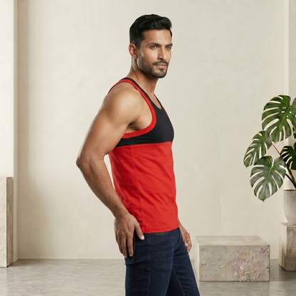 Cotton-Rich Round Neck Design Sleeveless Vest For Men