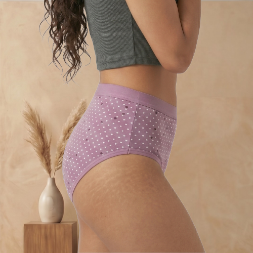 Cotton-Rich Mid-Waist Printed Brief Panty For Women