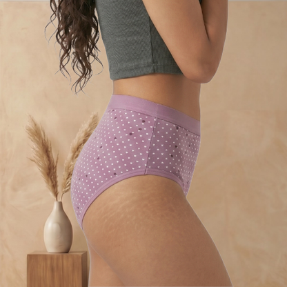 Cotton-Rich Mid-Waist Printed Brief Panty For Women