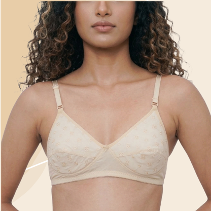Cotton-Rich Full Coverage Solid Lightly Padded Bra For Women