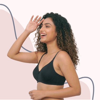 Cotton-Rich Full Coverage Solid Lightly Padded Bra For Women