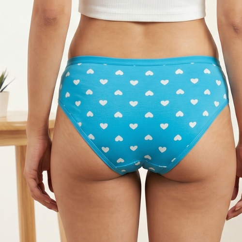 Cotton-Rich Low-Rise Printed Brief Panty For Women