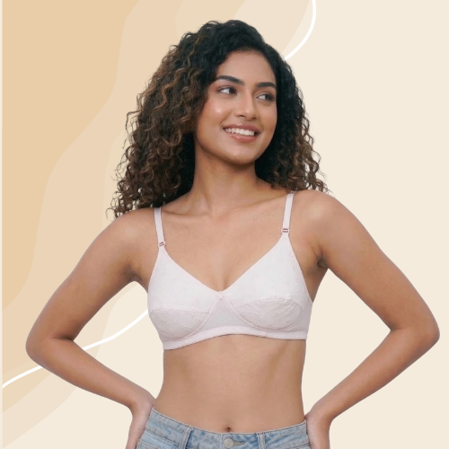 Cotton-Rich Full Coverage Solid Lightly Padded Bra For Women