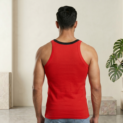 Cotton-Rich Round Neck Design Sleeveless Vest For Men