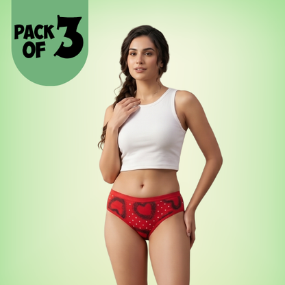 Cotton-Rich Mid-Waist Hipster Panty For Women (Pack of 3)