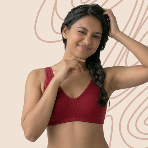 Cotton-Rich Full Coverage Double-Layered Solid Sports Bra For Women