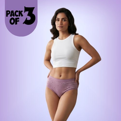 Cotton-Rich Mid-Waist Printed Brief Panty For Women (Pack of 3)