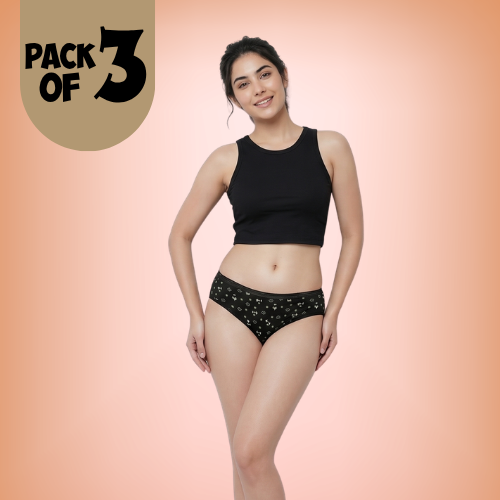 Cotton-Rich Low-Waist Printed Hipster Panty For Women (Pack of 3)