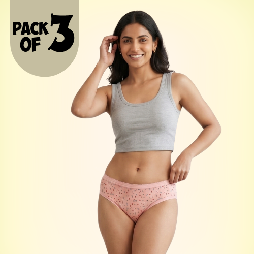 Cotton-Rich Mid-Waist Printed Hipster Panty For Women (Pack of 3)