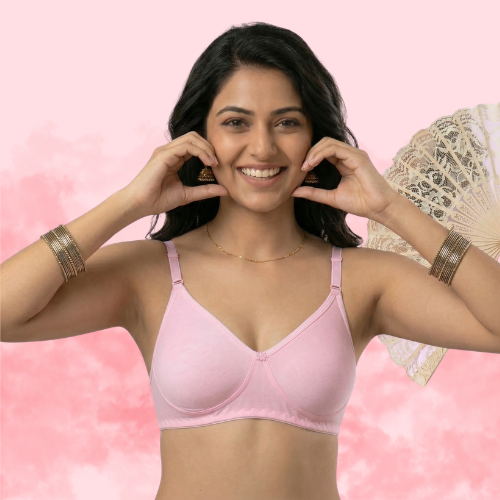 Cotton-Rich Full Coverage Solid T-Shirt Bra For Women