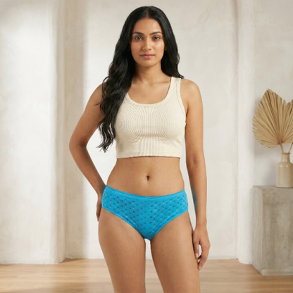 Cotton-Rich Mid-Waist Printed Hipster Panty for Women