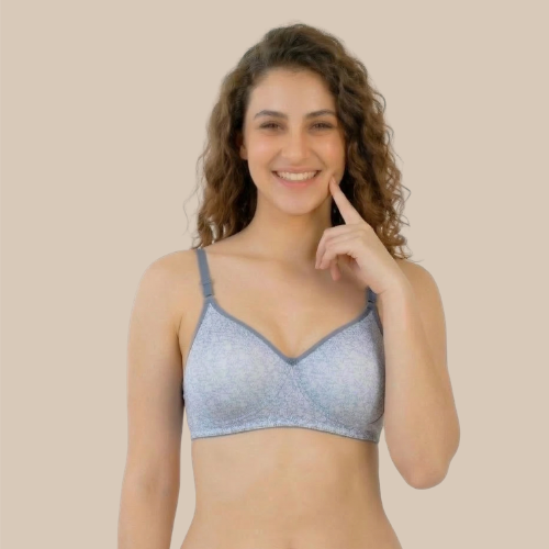 Cotton-Rich Full Coverage Printed Padded Bra For Women