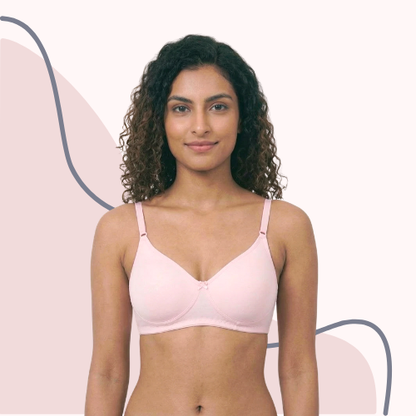 Cotton-Rich Full Coverage Solid Lightly Padded Bra For Women