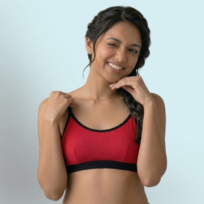 Cotton-Rich Full Coverage Solid Sports Bra For Women