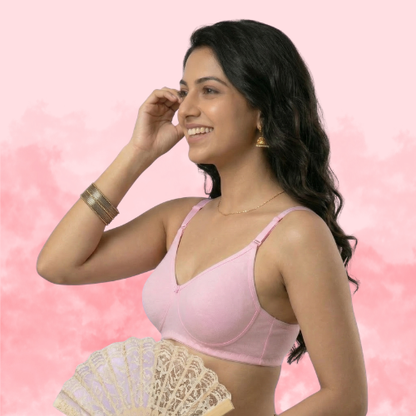 Cotton-Rich Full Coverage Solid T-Shirt Bra For Women