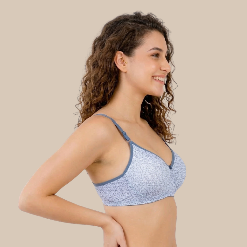 Cotton-Rich Full Coverage Printed Padded Bra For Women