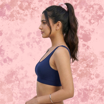 Spandex Full Coverage Solid Non-Padded Sports Bra For Women