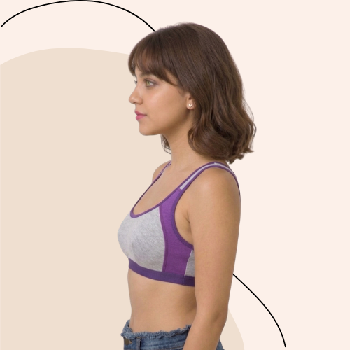 Cotton-Rich Full Coverage Solid Sports Bra For Women