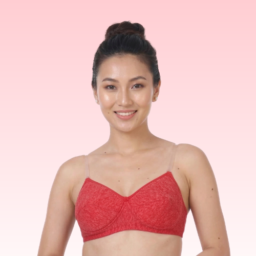 Cotton-Rich Transparent Straps Padded Bra For Women