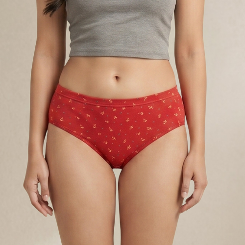 Cotton-Rich Mid-Waist Printed Hipster Panty For Women