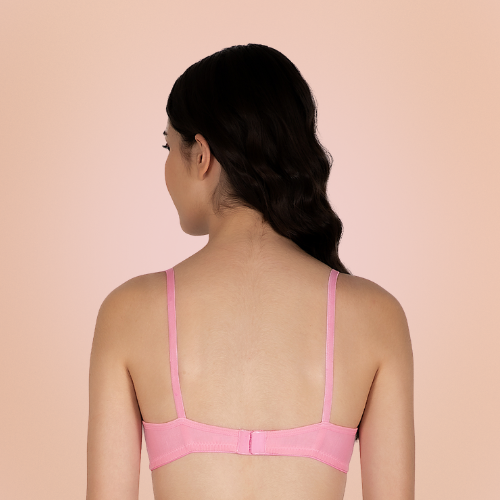 Cotton-Rich Solid Double Layered T-Shirt Bra For Women