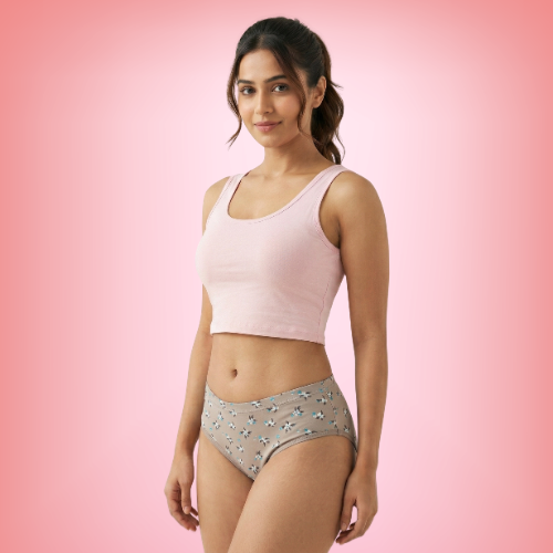 Lycra Mid-Waist Printed Brief Panty For Women (Pack of 3)