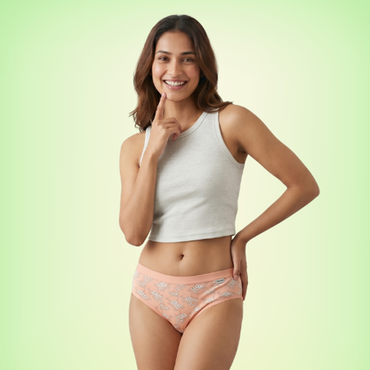 Cotton-Rich Mid-Waist Printed Brief Panty For Women (Pack of 3)