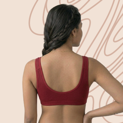 Cotton-Rich Full Coverage Double-Layered Solid Sports Bra For Women