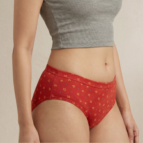 Cotton-Rich Mid-Waist Printed Hipster Panty For Women