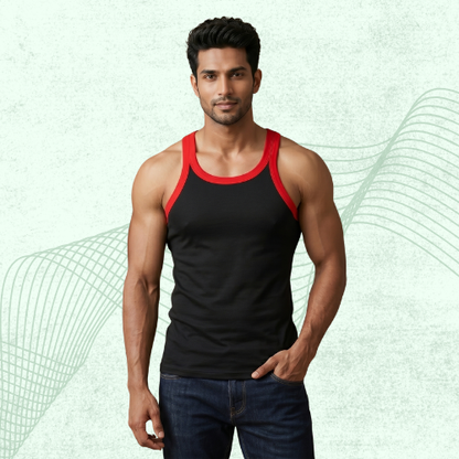 Cotton-Rich Round Neck Plain Sleeveless Vest For Men (Pack Of 5)