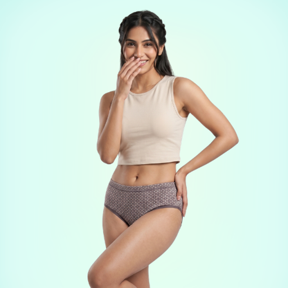 Cotton-Rich Mid-Waist Printed Brief Panty For Women (Pack of 3)