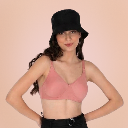 Cotton-Rich Solid Double Layered T-Shirt Bra For Women