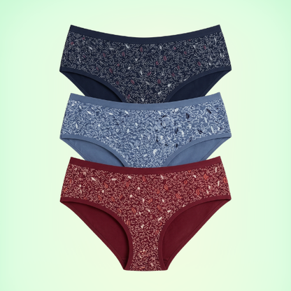 Cotton-Rich Mid-Waist Printed Hipster Panty For Women (Pack of 3)