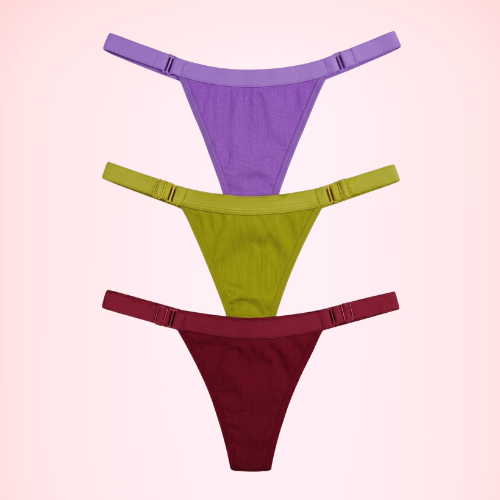 Cotton-Rich Mid-Rise Thong Panty For Women (Pack of 3)